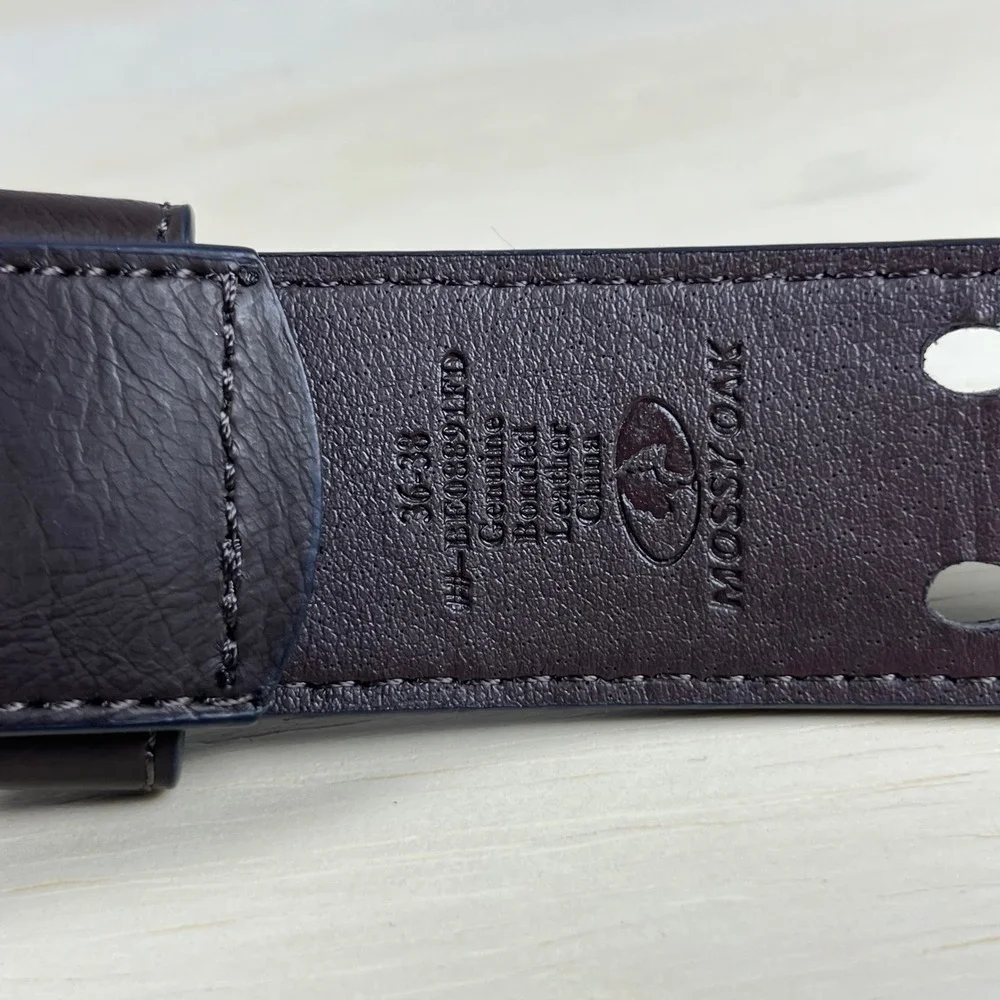Mossy Oak Mens Brown Bonded Leather Double Prong Belt 36-38 B1008891FD